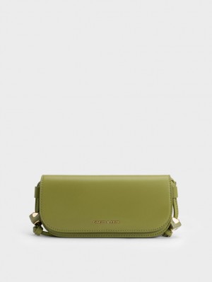 Geanta Crossbody Charles & Keith Cube Knotted Elongated Masline Verzi | 726XHPQCY