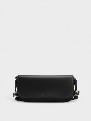 Geanta Crossbody Charles & Keith Cube Knotted Elongated Negrii | 760VEQFRJ