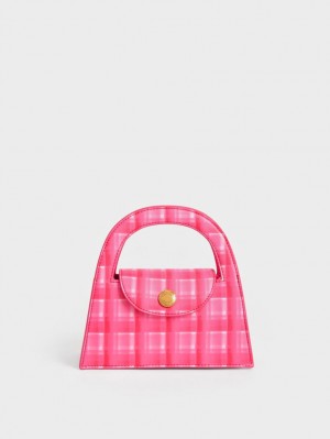 Geanta Crossbody Charles & Keith Este Printed Trapeze Fucsie | 435ZSMRQL