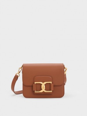Geanta Crossbody Charles & Keith Gabine Piele Maro | 061OZDVNL