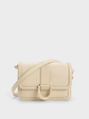 Geanta Crossbody Charles & Keith Gabine Piele Albi | 382RJNLXE