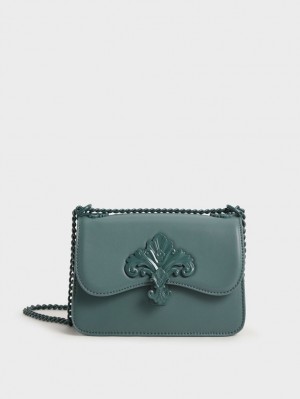 Geanta Crossbody Charles & Keith Meriah Chain Curea Turcoaz | 158YHSBJE