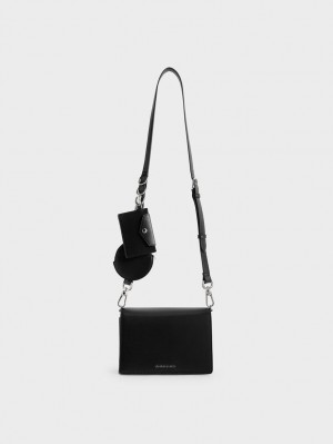 Geanta Crossbody Charles & Keith Multi-Pouch Negrii | 123TCNZMG