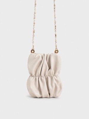 Geanta Crossbody Charles & Keith Ruched Bead-Handle Albi | 041WHNUYT