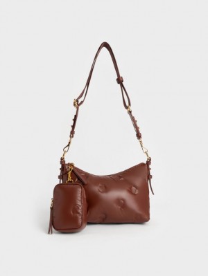 Geanta Crossbody Charles & Keith Sianna Nailon Ciocolata | 968WYJOHM
