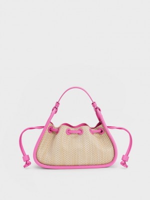 Geanta De Mana Charles & Keith Ashby Raffia Curved Roz | 081OMSJNK