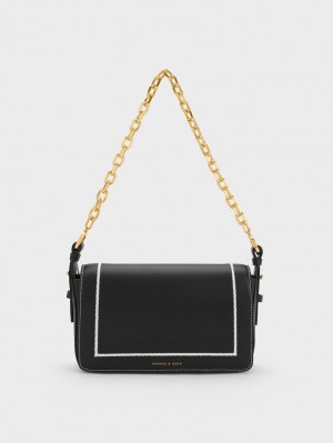 Geanta De Mana Charles & Keith Astra Chain Negrii | 283MHAYZK