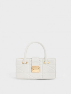 Geanta De Mana Charles & Keith Blanche Matlasat Top Albi | 321BKCEZY
