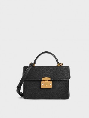 Geanta De Mana Charles & Keith Clasici Push-Lock Top Negrii | 137XCNOIA