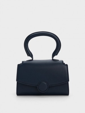 Geanta De Mana Charles & Keith Clover Curved Bleumarin | 694RTPEIW