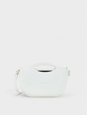 Geanta De Mana Charles & Keith Cocoon Curved Albi | 049DYNAFT