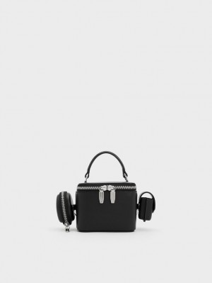Geanta De Mana Charles & Keith Gaia Boxy Top Negrii | 265FLMTEW