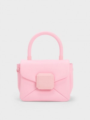 Geanta De Mana Charles & Keith Geometric Push-Lock Top Roz Deschis | 216PWMTJK