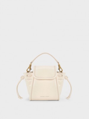 Geanta De Mana Charles & Keith Mini Ashby Top Albi | 183WVNIAG