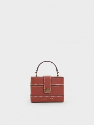 Geanta De Mana Charles & Keith Mini Bronte Contrast Trim Top Bej | 572GDURWZ