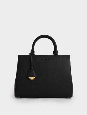 Geanta De Mana Charles & Keith Mirabelle Structured Negrii | 210XFSLIU