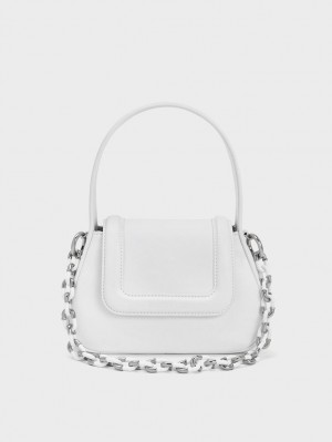 Geanta De Mana Charles & Keith Shiloh Top Albi | 201SJBWKV