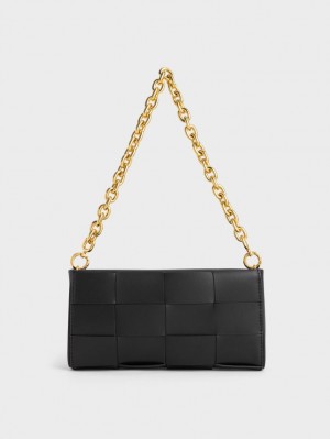 Geanta De Mana Charles & Keith Woven Chain Negrii | 043SPRMKC