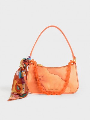 Geanta De Umar Charles & Keith Alcott Scarf Chain-Link Corai | 895NJIDCU