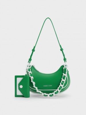 Geanta De Umar Charles & Keith Alouette Curved Verzi | 129QJPCNY