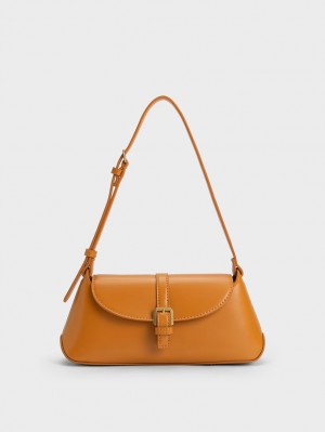 Geanta De Umar Charles & Keith Annelise Double Belted Portocalii | 028MCWSAP