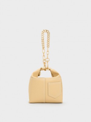 Geanta De Umar Charles & Keith Anthea Contrast-Trim Bej | 819ODMQUK