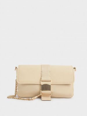 Geanta De Umar Charles & Keith Aspen Metallic Belt Cu Catarama Bej | 396BEYCGZ