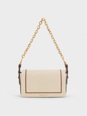 Geanta De Umar Charles & Keith Astra Chain Handle Panza Ciocolata | 348SYBCJA