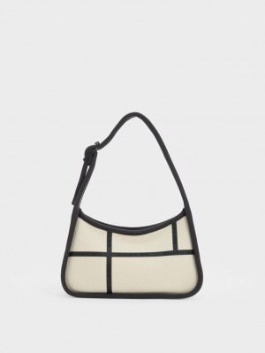 Geanta De Umar Charles & Keith Avenue Contrast-Trim Trapeze Albi | 918ZVJBCX