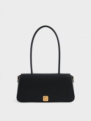 Geanta De Umar Charles & Keith Avis Elongated Handle Trapeze Negrii | 719FSKHNQ