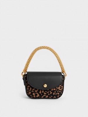 Geanta De Umar Charles & Keith Beaded Metallic Handle Sculptural Negrii | 538GFOSUA
