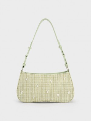 Geanta De Umar Charles & Keith Bunny Tweed Verzi | 961GXOYME