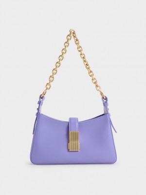 Geanta De Umar Charles & Keith Chain Handle Violet | 984KIDFWH