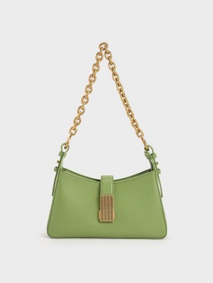 Geanta De Umar Charles & Keith Chain Handle Verzi | 739UTSBXO