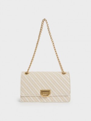 Geanta De Umar Charles & Keith Chain Handle Albi | 724ZJSWYF
