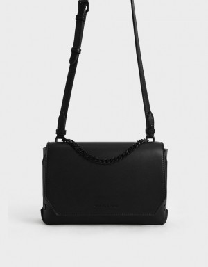 Geanta De Umar Charles & Keith Chain Handle Negrii | 386QSCFXM