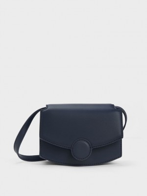 Geanta De Umar Charles & Keith Clover Curved Bleumarin | 724LKREFU