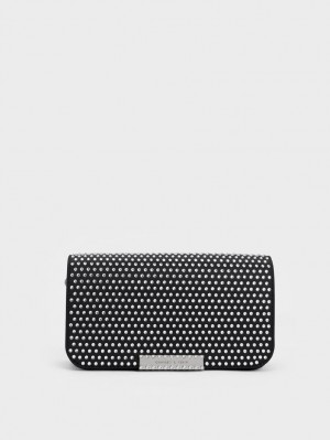 Geanta De Umar Charles & Keith Crystal-Embellished Chain Curea Negrii | 306ICLONS