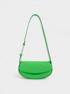Geanta De Umar Charles & Keith Curved Front Flap Verzi | 245TKWCHU