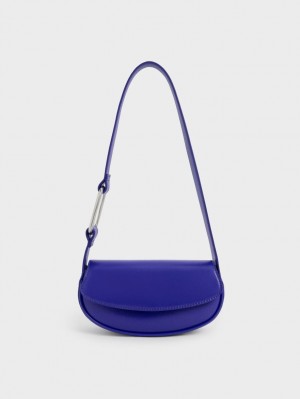 Geanta De Umar Charles & Keith Curved Front Flap Albastri | 120HLBEZU