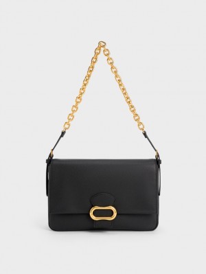 Geanta De Umar Charles & Keith Daki Belted Trapeze Negrii | 916VLSCGP