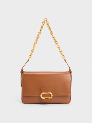 Geanta De Umar Charles & Keith Daki Belted Trapeze Ciocolata | 936JEGKSN