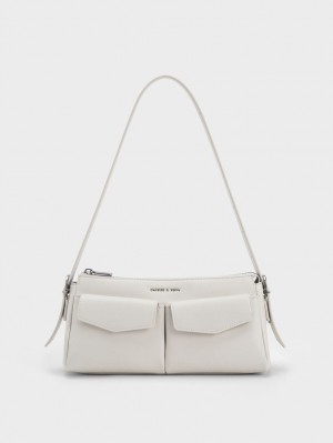 Geanta De Umar Charles & Keith Double Pouch Albi | 190HCTGFS