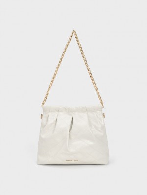 Geanta De Umar Charles & Keith Duo Chain Handle Albi | 137LUBMOT