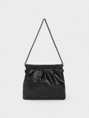 Geanta De Umar Charles & Keith Duo Chain Handle Negrii | 016JGHXKS