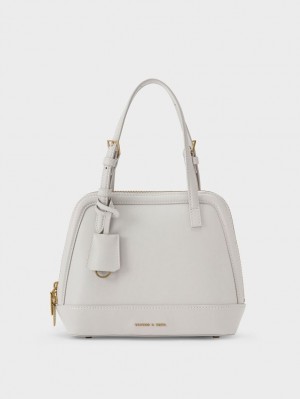 Geanta De Umar Charles & Keith Enola Double Handle Structured Gri Deschis | 485CNWRTA