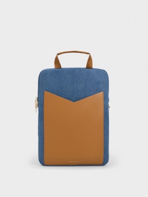 Geanta De Umar Charles & Keith Gaia Denim Laptop Albastri | 092NJVYFW