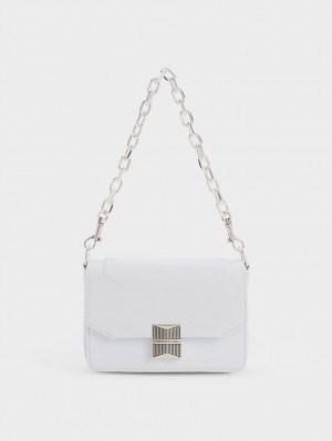 Geanta De Umar Charles & Keith Kalinda Metallic Accent Boxy Albi | 249TRBHAW