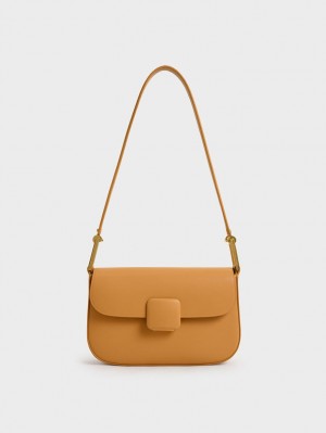 Geanta De Umar Charles & Keith Koa Square Push-Lock Portocalii | 165FDAHBS