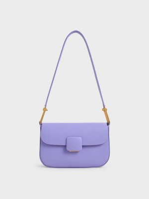 Geanta De Umar Charles & Keith Koa Square Push-Lock Violet | 462WXEIPM